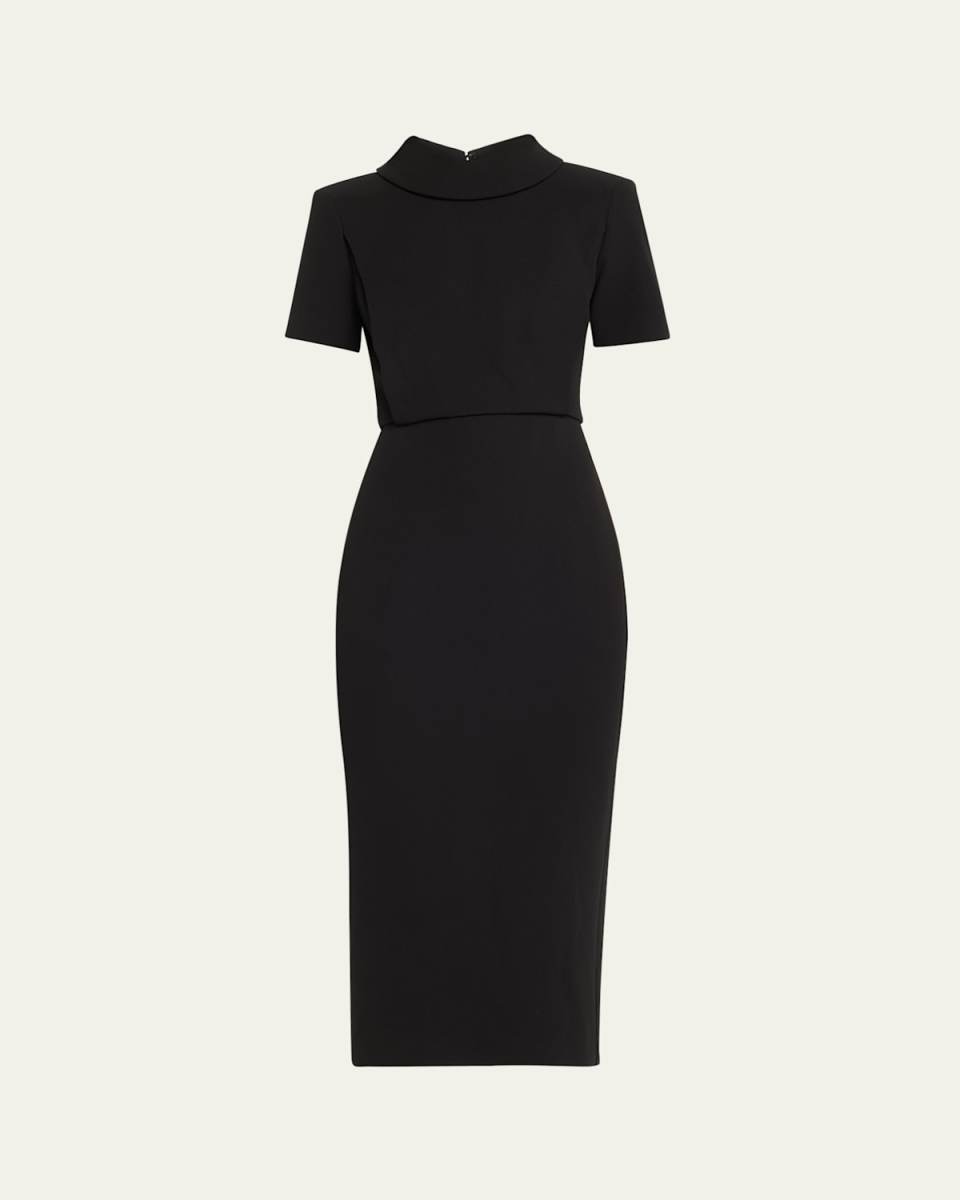 Short Sleeve Heavy Cady Midi Dress